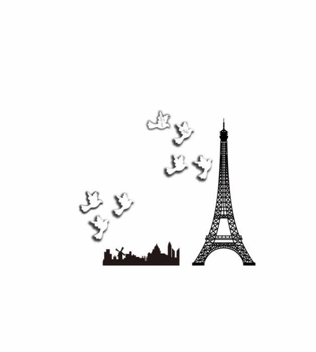 Sticker de perete Eiffel cu post it, plastic, multicolor, 80X80 cm